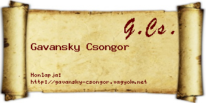 Gavansky Csongor névjegykártya
